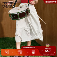 Teenie Weenie小熊2024年夏季新款休闲半身中长裙白色裙气质时尚女 象牙白 1