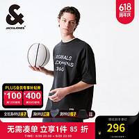 杰克·琼斯（JACK&JONES）春夏男士舒适面料个性字母潮流时尚胶印短袖T恤男装224201217 E44黑砂色 常规 E44黑砂色 170/92A/S