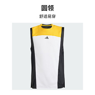 adidas舒适撞色网球运动背心女大童儿童夏季阿迪达斯 白/亮黄/黑色 128CM