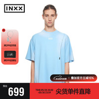 英克斯(inxx)时尚潮牌夏新品拼接刺绣短袖情侣休闲宽松T恤XXE2010423 蓝色 S