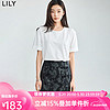 LILY2024夏女装时尚趣味立体织带装饰休闲复古百搭宽松T恤 601白色 S