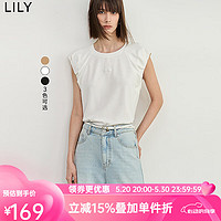 LILY2024夏女装设计感时尚休闲通勤款美式复古短款无袖T恤女 601白色 XL