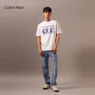 Calvin Klein【彩虹系列】Jeans24春夏男士ck纯棉图案印花短袖T恤40BM840 YAA-月光白 L