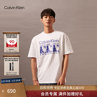 Calvin Klein【彩虹系列】Jeans24春夏男士ck纯棉图案印花短袖T恤40BM840 YAA-月光白 L