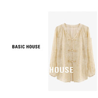 Basic House/百家好新中式重工肌理感提花国风衬衫-B0624H5U782 黄色