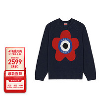 KENZO 凯卓 高田贤三男士午夜蓝羊毛花朵图案刺绣针织衫 FD6 5PU410 3BC 77 XL