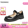 TEENMIX 天美意 2023秋新款商场同款甜美玛丽珍浅口女单鞋预售 黑色 36