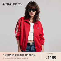 MISS SIXTY2024春季卫衣外套女撞色运动风拉链翻领长袖休闲 大红 M