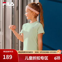 FILA斐乐童装儿童T恤2024夏季新款中大童短袖女童运动跑步瑜伽服