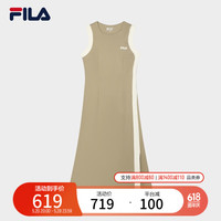 FILA 斐乐官方女装针织连衣裙2024夏季新款时尚拼色时装裙背心裙子 正黑色-BK 1