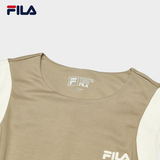 FILA 斐乐官方女装针织连衣裙2024夏季新款时尚拼色时装裙背心裙子 正黑色-BK 1