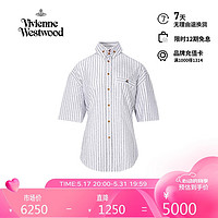 薇薇安·威斯特伍德(Vivienne Westwood)2024春夏 男士短袖土星刺绣字母条纹衬衫 西太后 白色 50