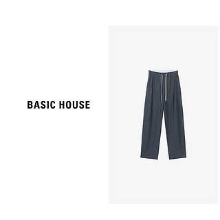 Basic House/百家好春季高腰时尚宽松垂感直筒长裤-B0624B5M702 绿色 L120-130斤