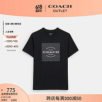 COACH 蔻驰 奥莱男士男装经典标志SQUARE T恤春夏款短袖 黑色 M