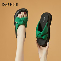 DAPHNE 达芙妮 黑色凉拖鞋2023新款今年夏季外穿厚底松糕防滑高级感沙滩鞋