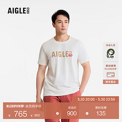 AIGLE 艾高 短袖T恤24早春SILVADUR抗菌速干短袖男 粉白色 AS881 M