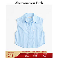 Abercrombie & Fitch 女装  24春夏美式复古小麋鹿府绸衬衫式上衣 KI140-4253 淡蓝色 L (165/104A)