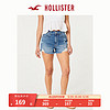 HOLLISTER24春夏新款高腰水洗牛仔宽松破洞短裤 女 KI349-4207 中间色水洗