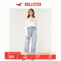 HOLLISTER24春夏辣妹高腰浅色水洗破洞牛仔裤 女 KI355-4232 破洞款，浅色水洗 160/64A 0标准版