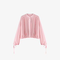 Basic House/X百家好春季抽绳设计宽松设计时尚衬衫-B0624H5X872 粉色 S85-110斤