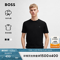 BOSS（服装） BOSS 男士2024夏季新款棉质平纹针织短袖T恤 001-黑色 M