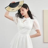 中式旗袍裙连衣裙女高级感夏季改良中国风收腰茶歇裙子