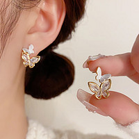 珥柒 小眾設計感氣質耳飾 鋯石蝴蝶耳環