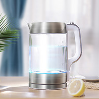 dretec 多利科 电热水壶家用不锈钢透明玻璃烧水壶智能大容量开水壶