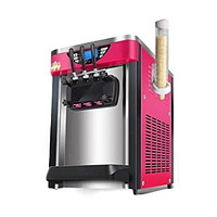 QKEJQ冰淇淋机商用雪糕机立式全自动甜筒机台式冰激凌机小型   台式红色膨化