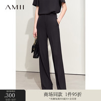 AMII2024夏通勤风雪纺衫连衣裙阔腿裤半身裙四件套女套装12422048 黑色(休闲长裤) 165/88A/L