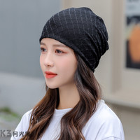 玺之涵(Xizhihan)帽子女夏季薄款透气包头帽网纱女纯色透气防晒堆堆帽针织空顶月子 KZ3-月光黑 高弹均码
