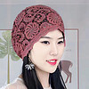 Fangchi 帽子女士夏天镂空包头帽头巾帽薄款百搭洋气钩花空调帽遮白发帽 砖红（相遇镂空） 均码(55-60cm)有松紧