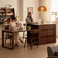 睿帆 实木岛台餐桌家用吃饭桌子北欧日式餐桌椅组合1.6米