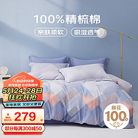 BEYOND 博洋 家纺床上四件套纯棉被套床单100%棉套件全棉被罩床上用品1.8米床