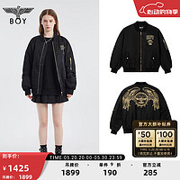 BOY LONDON【胜利勋章】潮牌秋冬男友风外套印花重工刺绣棉服 N29005 黑色 M