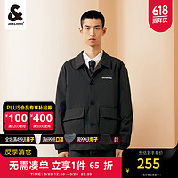 杰克·琼斯（JACK&JONES）春季男装潮流宽松版短款衣服棉外套商务夹克棉衣休闲棉服男士 黑色-E40  170/92A/S