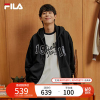 FILA 斐乐官方情侣款针织连帽外套冬季时尚宽松加绒上衣