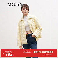 MO&Co.冬季蛋白皮廓形方格夹棉盐系轻熟风外套MBB4COT042 米黄色 M/165