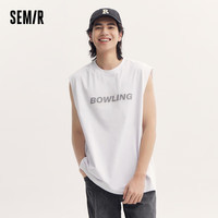 森马(Semir)背心男2024夏季简约运动风印花上衣oversize针织内搭109324102102 漂白10007 M