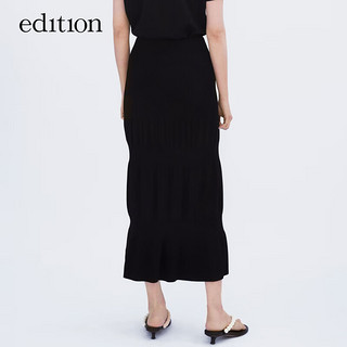 edition【P系列】edition层次感针织半身裙女夏设计感小众包臀裙 黑色 S/160