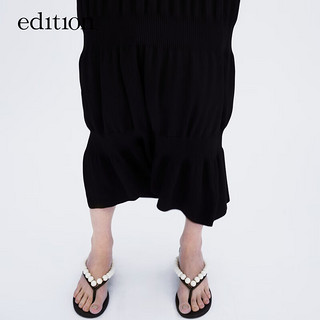 edition【P系列】edition层次感针织半身裙女夏设计感小众包臀裙 黑色 S/160