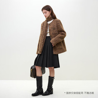 美拉德穿搭 法式小香风外套女秋冬泰迪毛外套 咖驼色