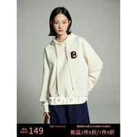 初语慵懒风加绒加厚连帽卫衣女套头宽松显瘦帽衫上衣 奶白色 XL