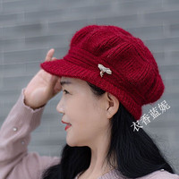 衣香蓝妮老人帽子奶奶女秋冬季女士鸭舌帽子加厚保暖帽 小南瓜款酒红(54-58厘米)