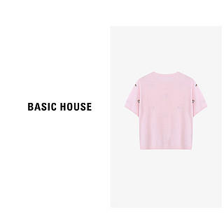 Basic House/百家好春夏休闲时尚百搭套头印花针织衫B0624B5O352 麻雅绿 L125-140斤