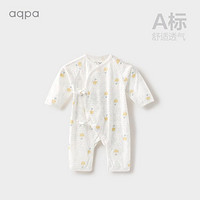 aqpa 新生婴儿纯棉长袖绑带哈衣0-6月男女空调服连体衣
