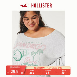 HOLLISTER24秋美式图案宽松露肩长袖运动衫卫衣女 KI352-4125 浅麻灰色 XS (160/84A)