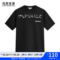 马克华菲【纯棉吸汗】短袖T恤男24夏透气亲肤艺术字母印花休闲百搭上衣T恤 001黑色 XL