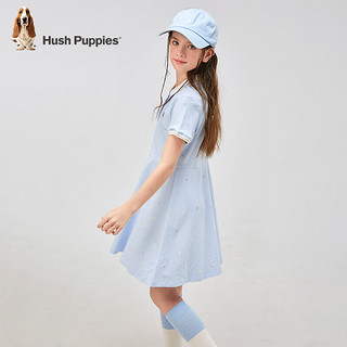 暇步士（Hush Puppies）童装女童裙子2024夏季儿童POLO连衣裙 冰晶蓝 130cm