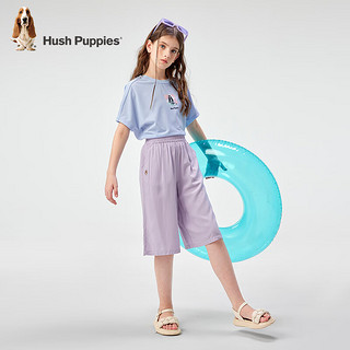 暇步士（Hush Puppies）童装女童七分裤2024夏装儿童短裤 暮山紫 140cm